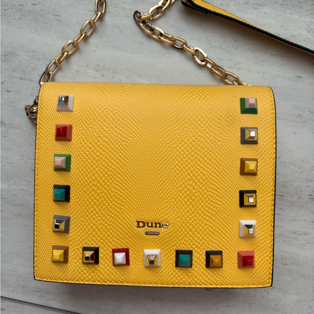Dune London Yellow Crossbody Bag with Colorful Studs